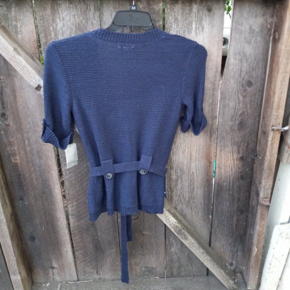NWT Short Sleeved Belted Button Detail Cardigan Old Money Academia Career Preppy - Picture 4 of 13